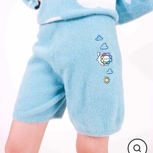 Paws of Pride Fuzzy Knit Biker Shorts Light Blue Size L